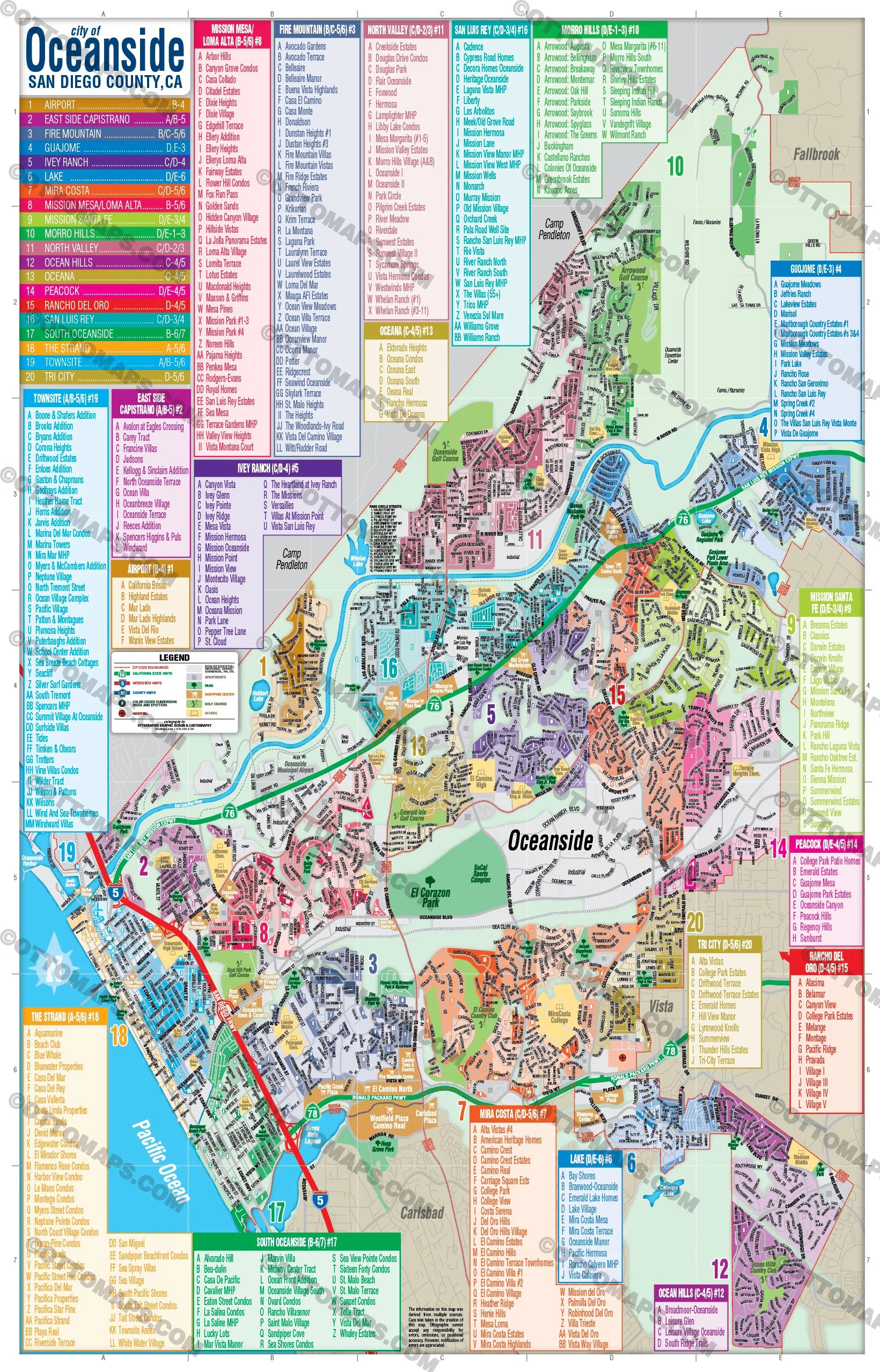 Oceanside Map San Diego County CA FILES PDF And AI Editable Ve NoBox 