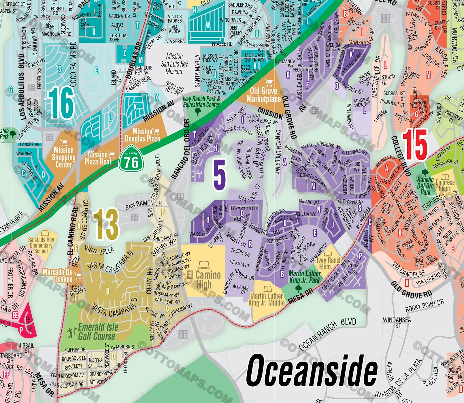 Oceanside Map San Diego County CA FILES PDF And AI Editable Ve ZOOM 