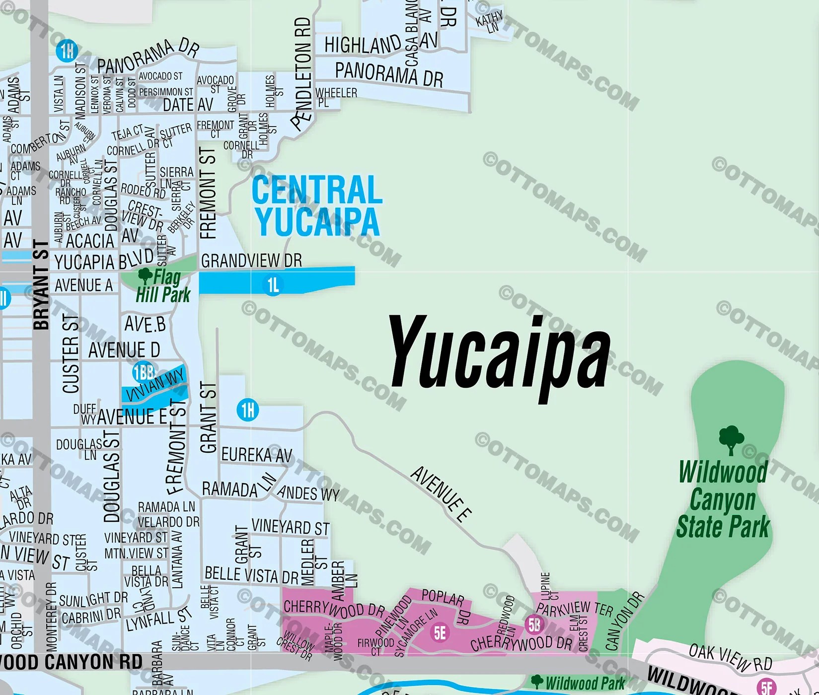 Yucaipa Map San Bernardino County CA Otto Maps ZOOM.