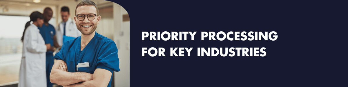 Priority processing for key industries