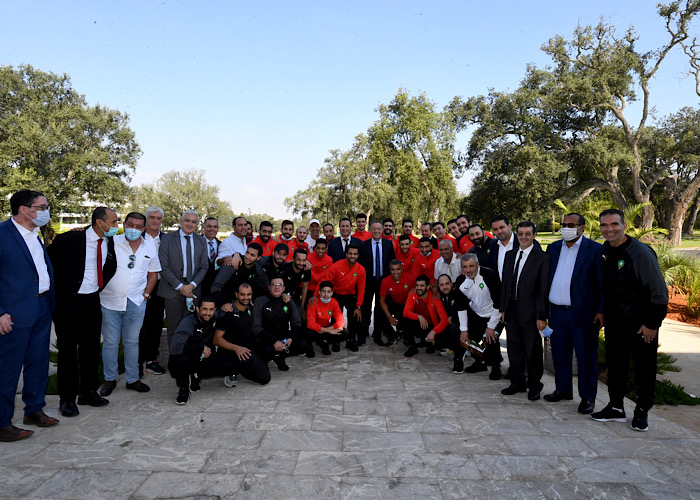 الجامعة الملكية المغربية لكرة القدم تقيم حفل استقبال على شرف المنتخب الوطني لكرة القدم داخل القاعة