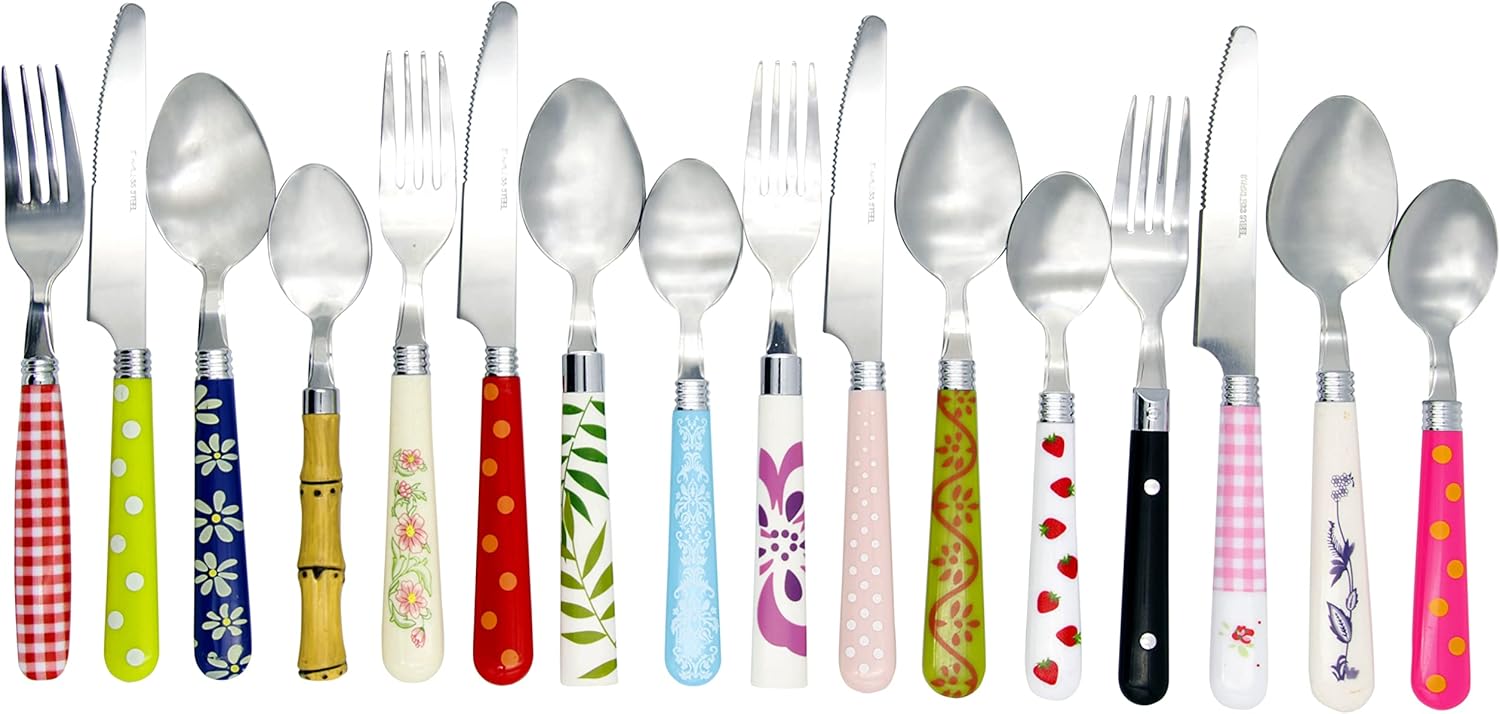 Gypsy Color Eclectic stainless steel reusable flatware set