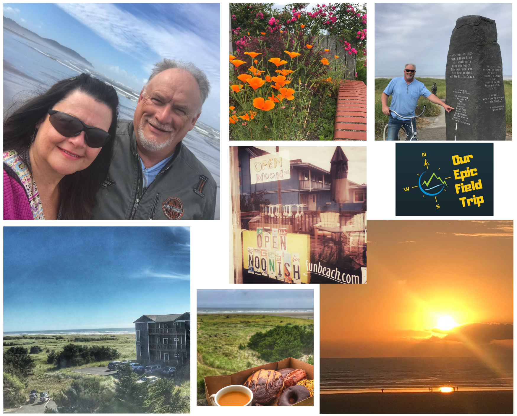 Long Beach Washington collage / coast to coast motorcycle trip