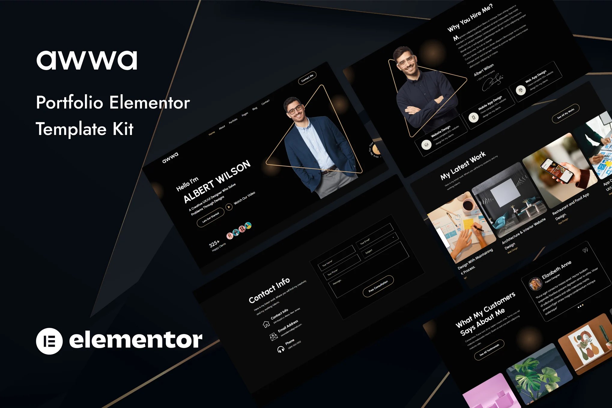 Awwa - Dark Portfolio Elementor Template Kit