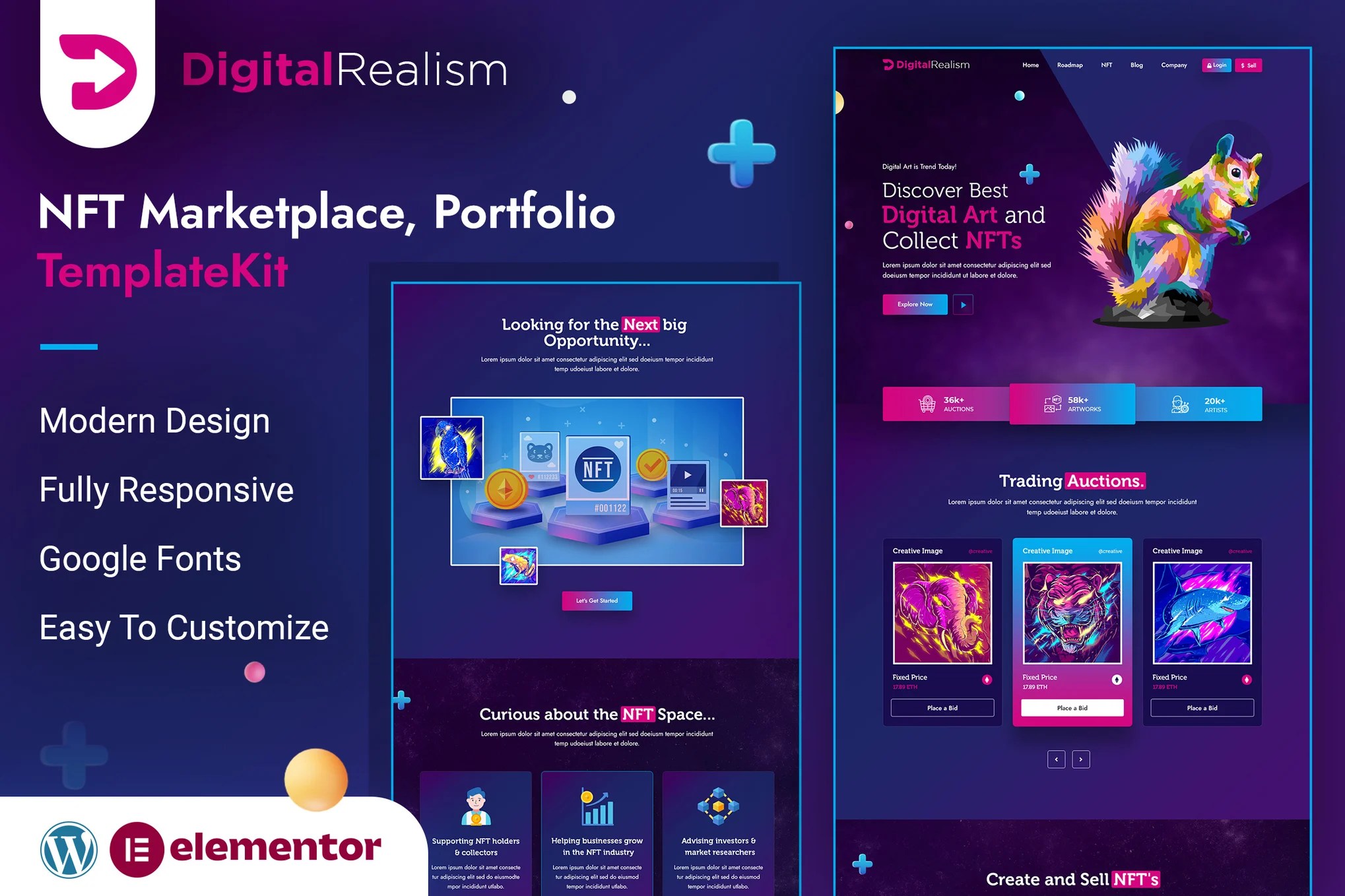 Digital Realism | NFT Elementor Template Kit