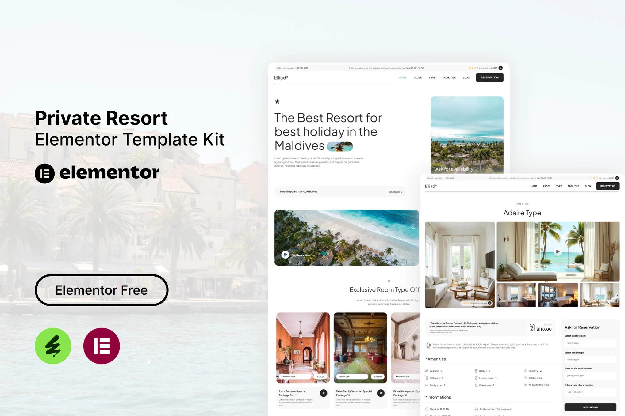 Elliad - Private Resort Elementor Template Kit