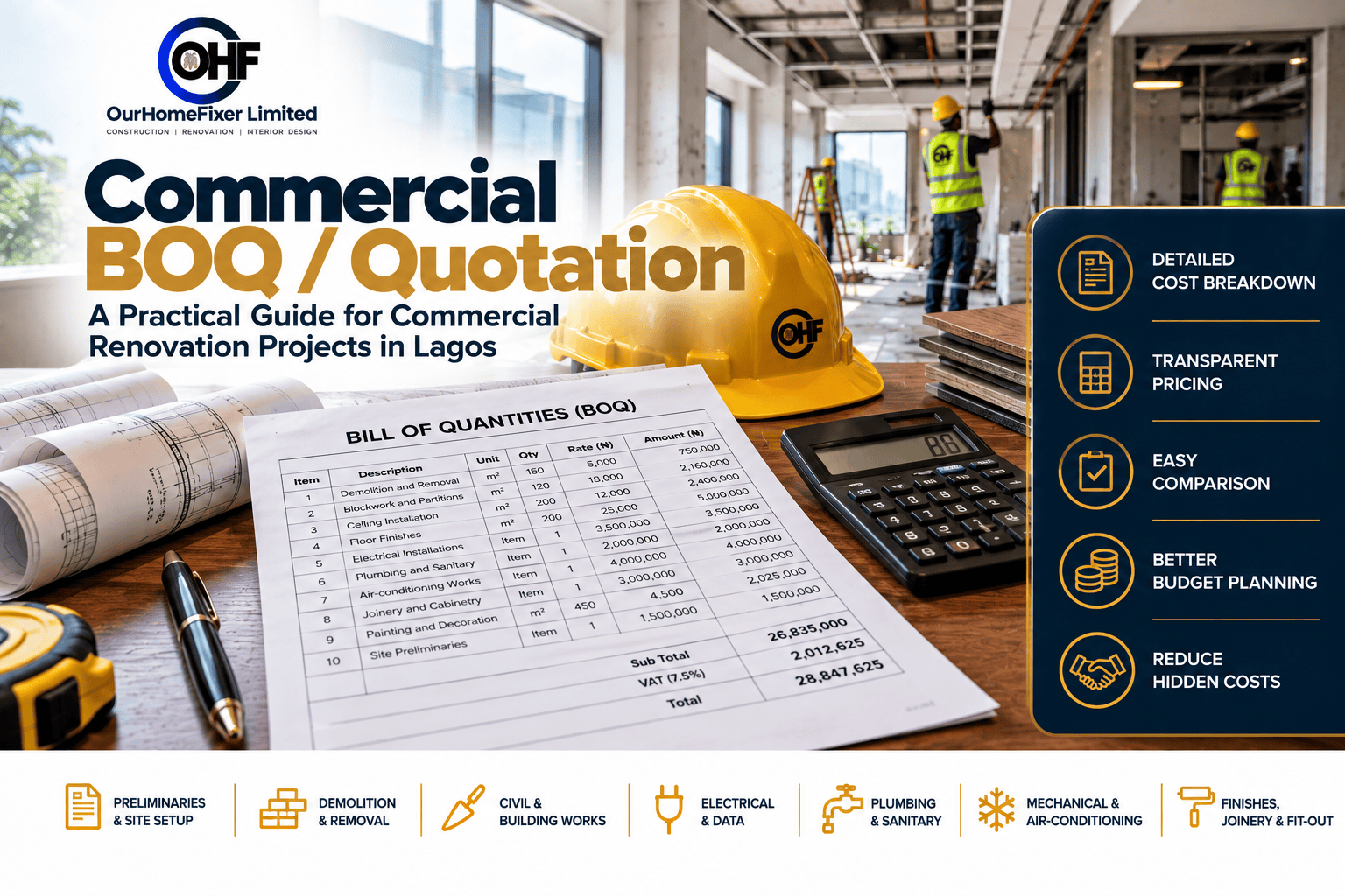 What Should Be Included in a Commercial Renovation BOQ? A Practical Guide to Quotations in Lagos