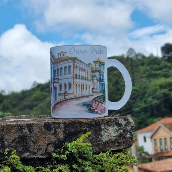 Caneca de Vidro Jateado