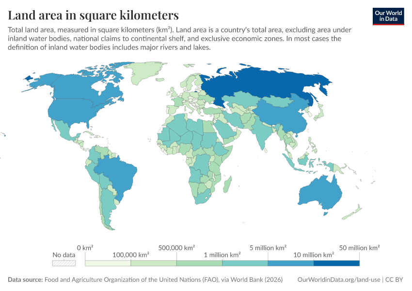Land Use Our World In Data Land Area Km 