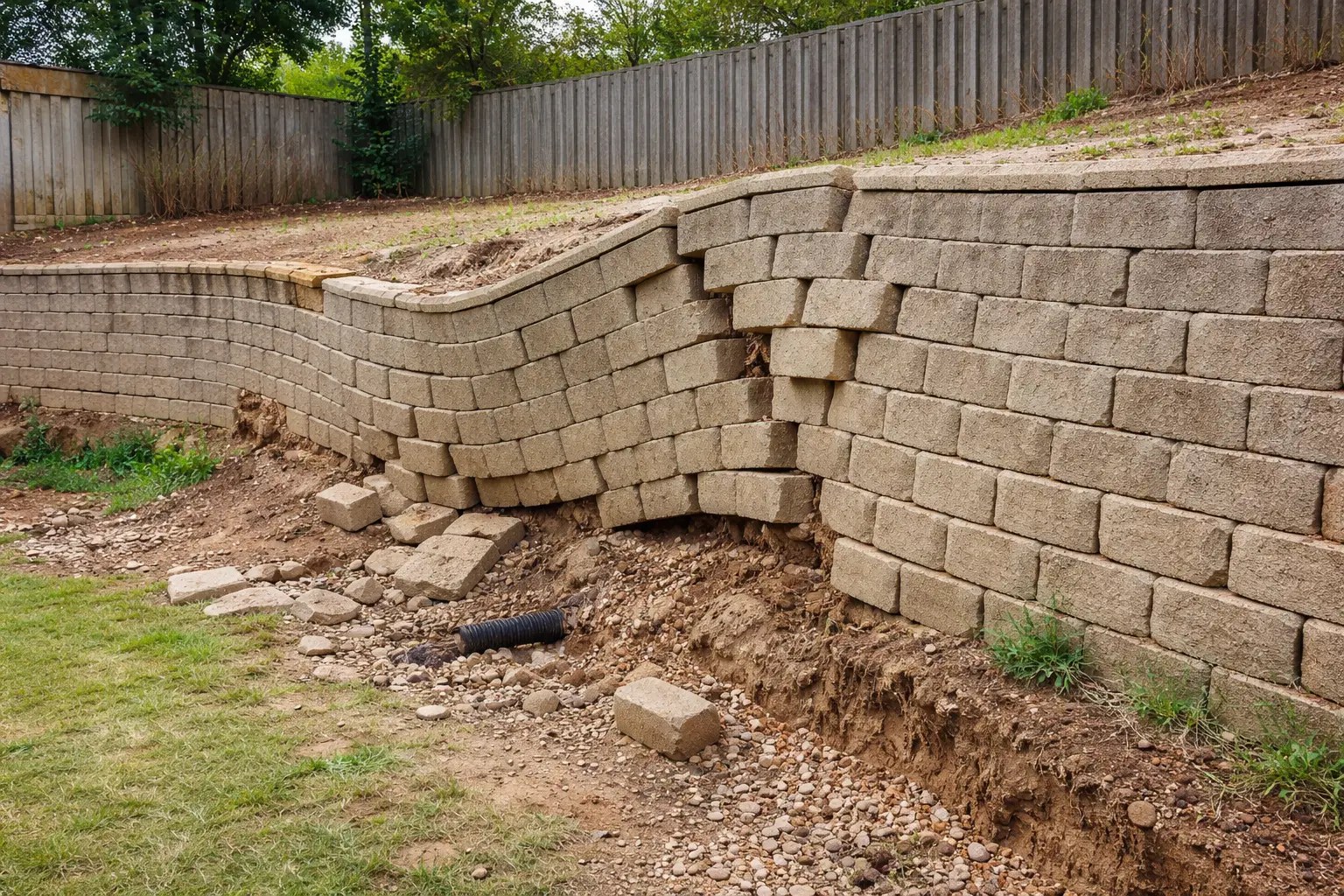Beautiful segmental block in need of Retaining Wall Repair North Metro Atlanta