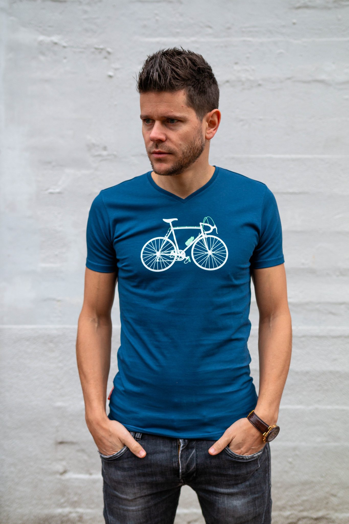 Okimono T-shirt Heren, Donkerblauw, Cycling Seventies