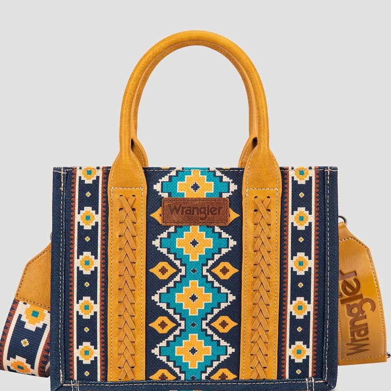 Wrangler Southwestern Print Cross Body Canvas Mini Tote in Mustard WG2203-8120SMST