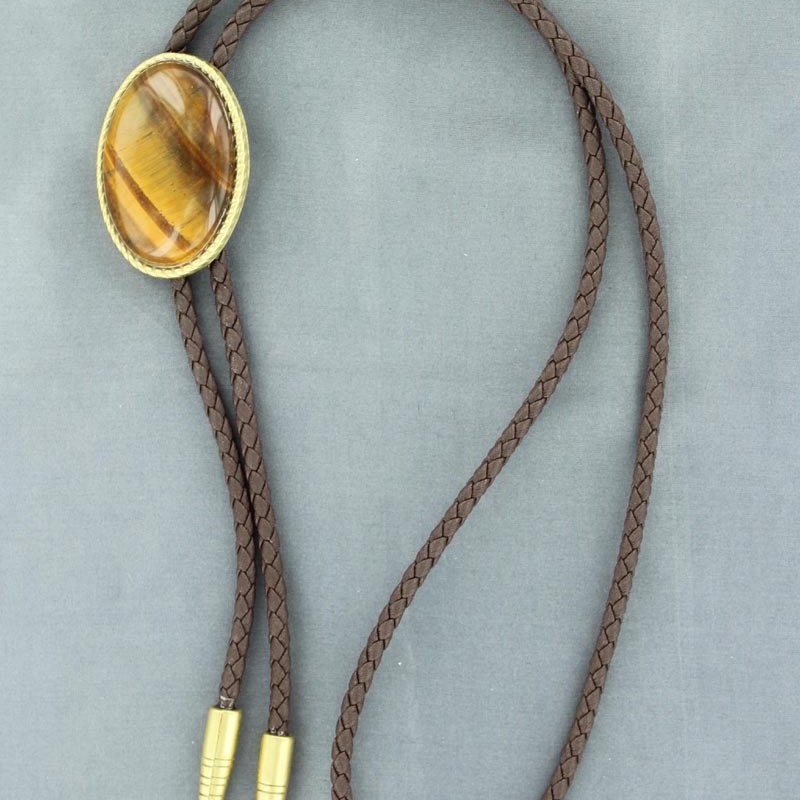 Oval Tigers Eye Stone Bolo Tie 22840