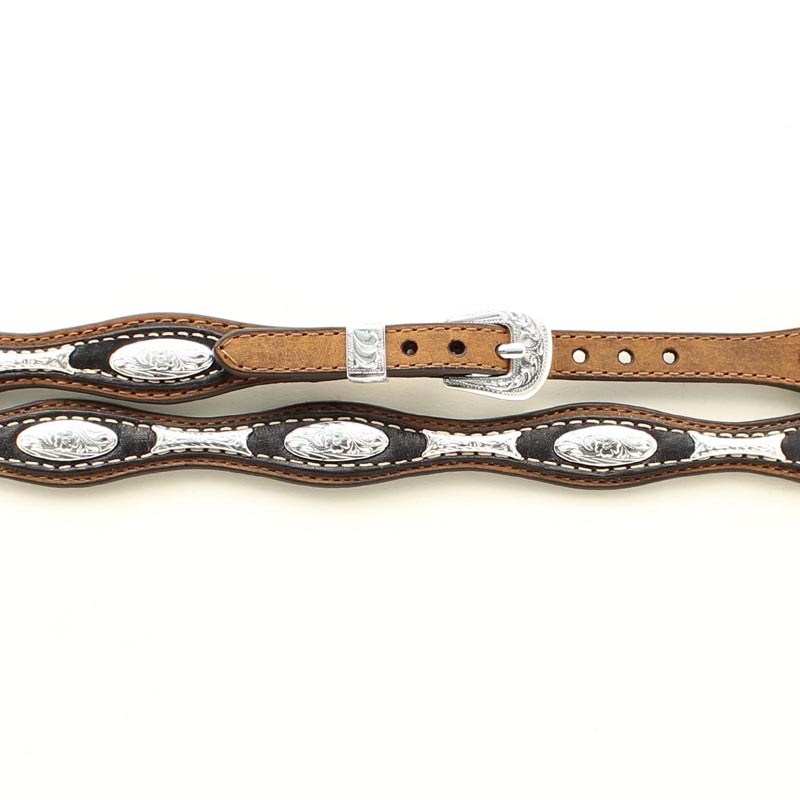 Genuine Leather Scalloped Oval Conchos Hatband 02396107
