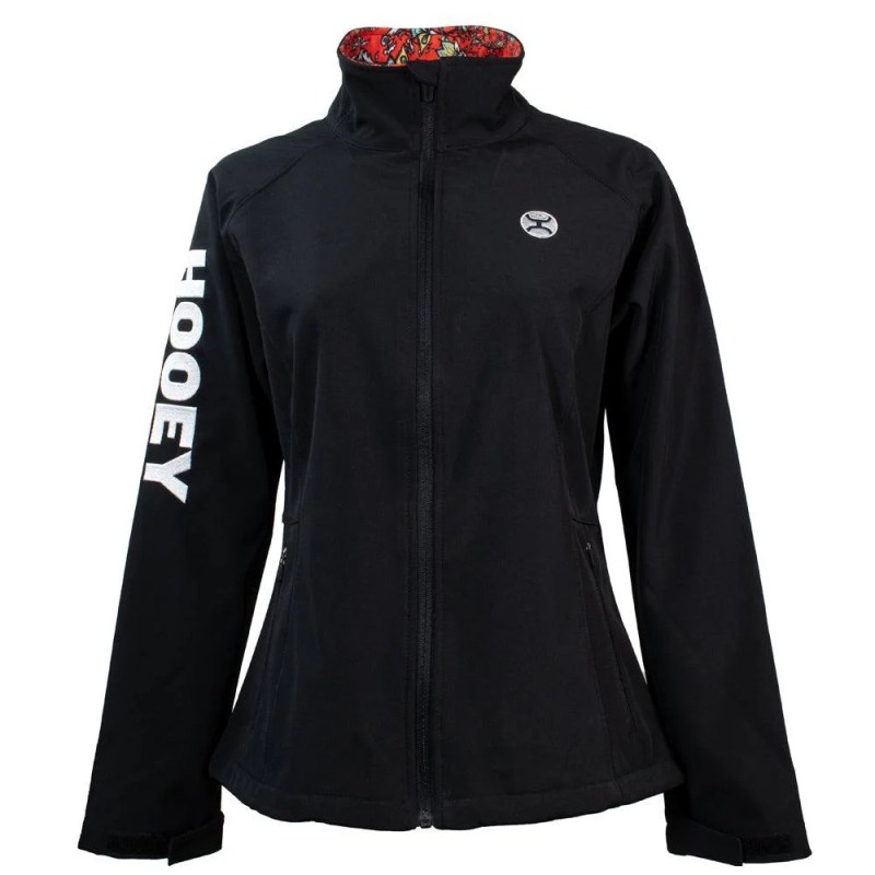 Women's Hooey Black/Red Lining Softshell Jacket HJ105BK