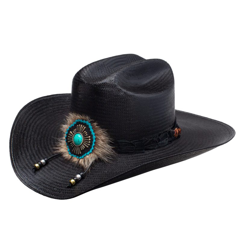 Charlie 1 Horse Country With a Flair Lainey Wilson Collection Black Straw Cowboy Hat CSCNWF-304207