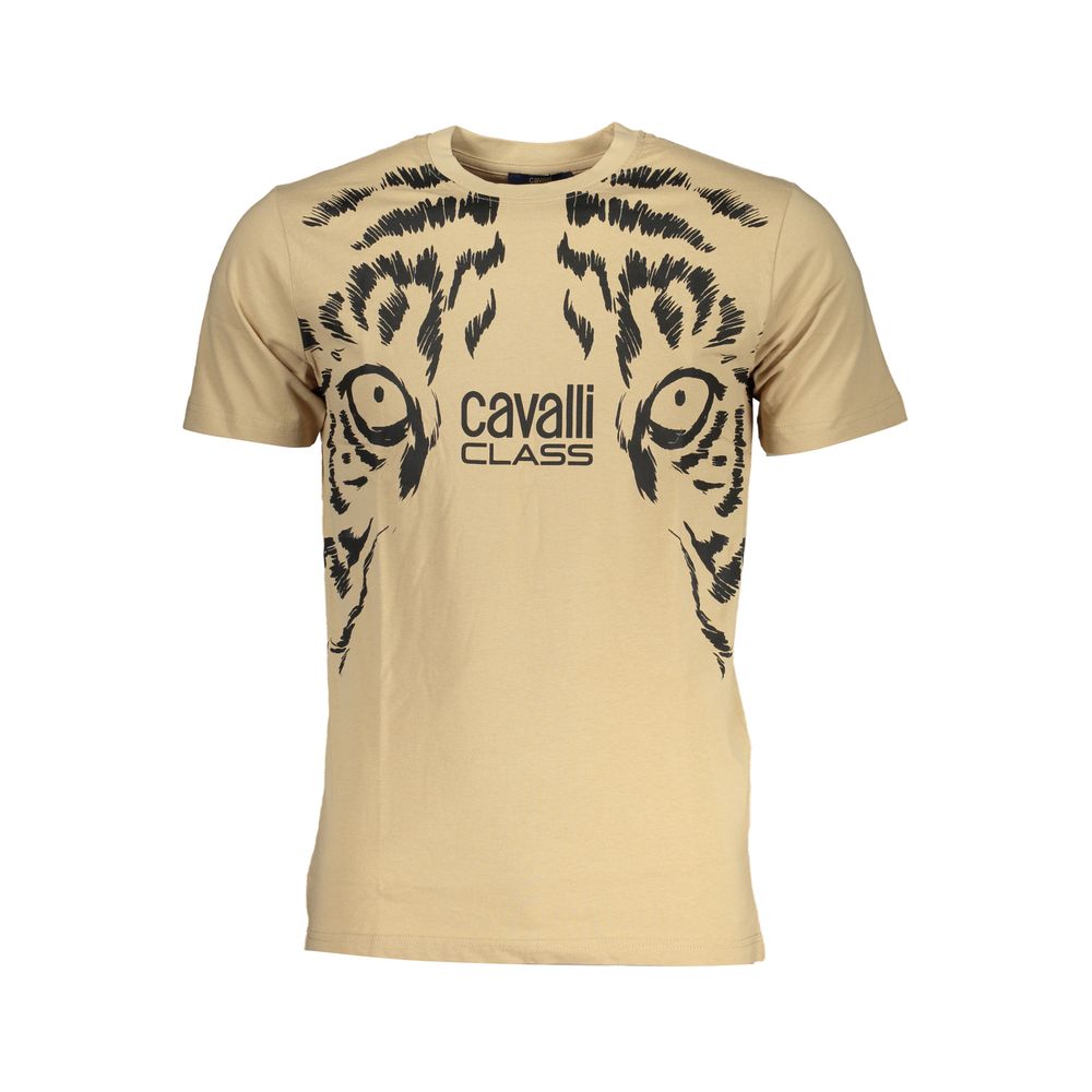 Cavalli Class Beige Cotton Men T-Shirt