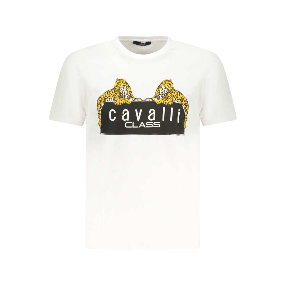 Cavalli Class White Cotton Men T-Shirt