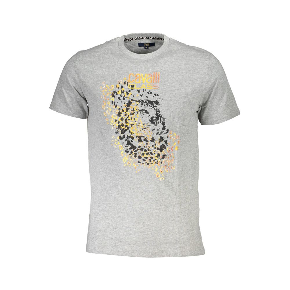 Cavalli Class Grigio Cotton Men T-Shirt