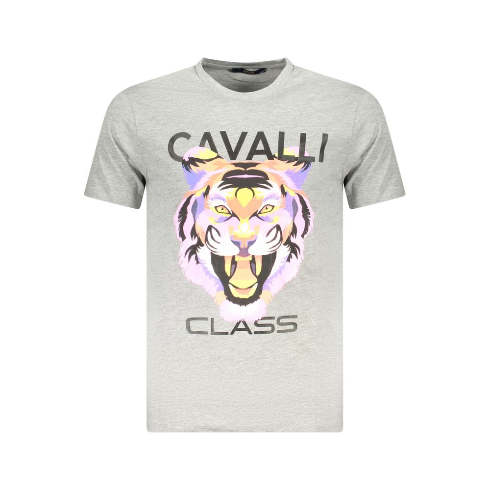 Cavalli Class Grigio Cotton Men T-Shirt