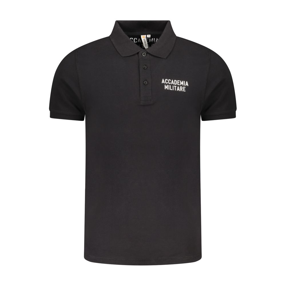 Accademia Militare Black Cotton Men Polo Shirt