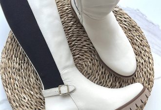 Ju Collection 31805 Bota piel Velvet Crema Elástico Marrón.