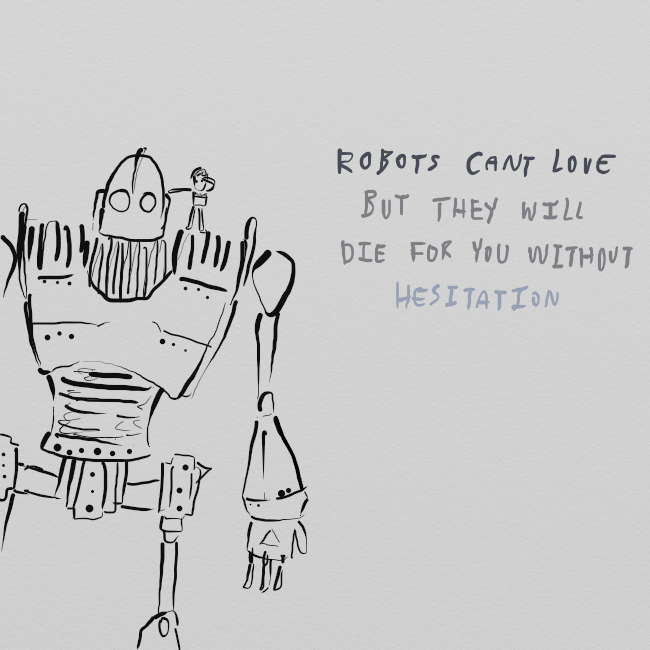 This is a tutorial of a drawing completed with only a pen. Iron Giant Outline The World