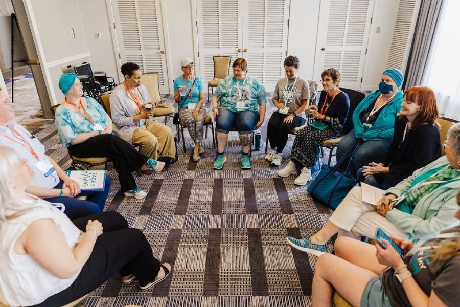 Ovarian cancer survivors find support in one another at National Ovarian Cancer Coalition's survivor peer support group.