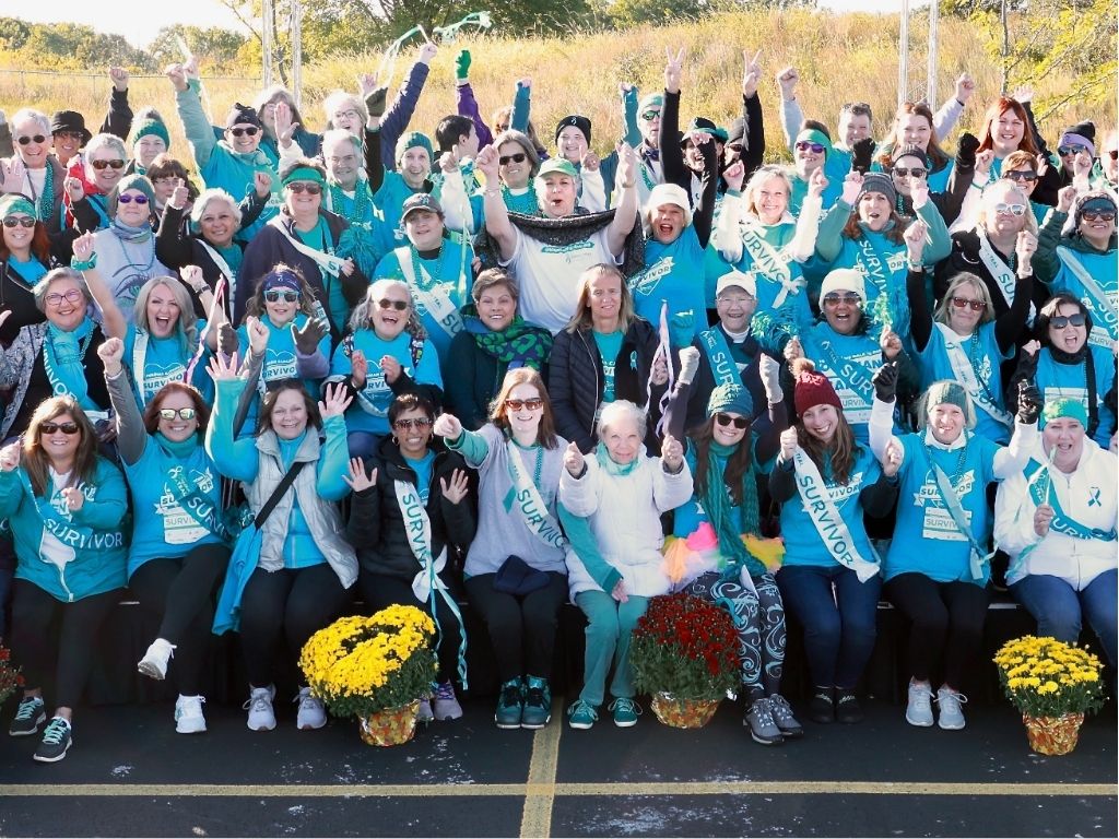 Ovarian cancer survivors celebrating life at National Ovarian Cancer Coalition's Together in TEAL Run/Walk.