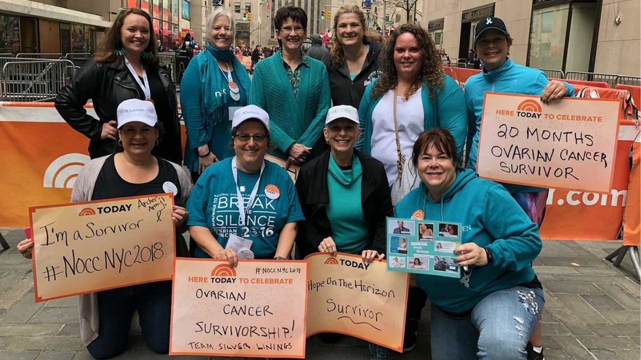 Group of ovarian cancer survivors supporting the National Ovarian Cancer Coalition on The Today Show