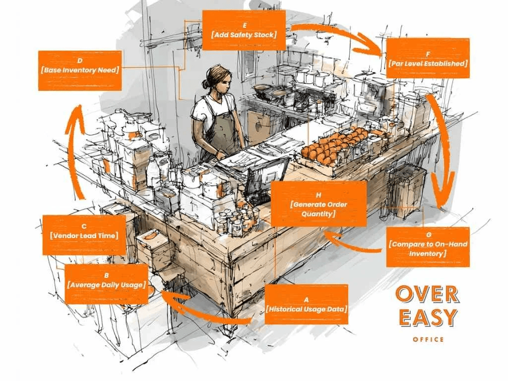 par level inventory workflow over easy office