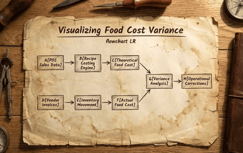 visualizing food cost variance actual vs theoretical oeo