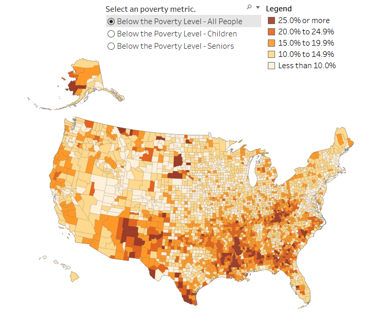 Which U S Counties Have The Highest Poverty Rates Overflow Data Poverty Map 24 