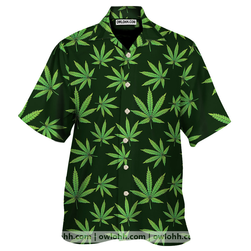 Pot Leaf Pattern Print Men's Short Sleeve Shirt