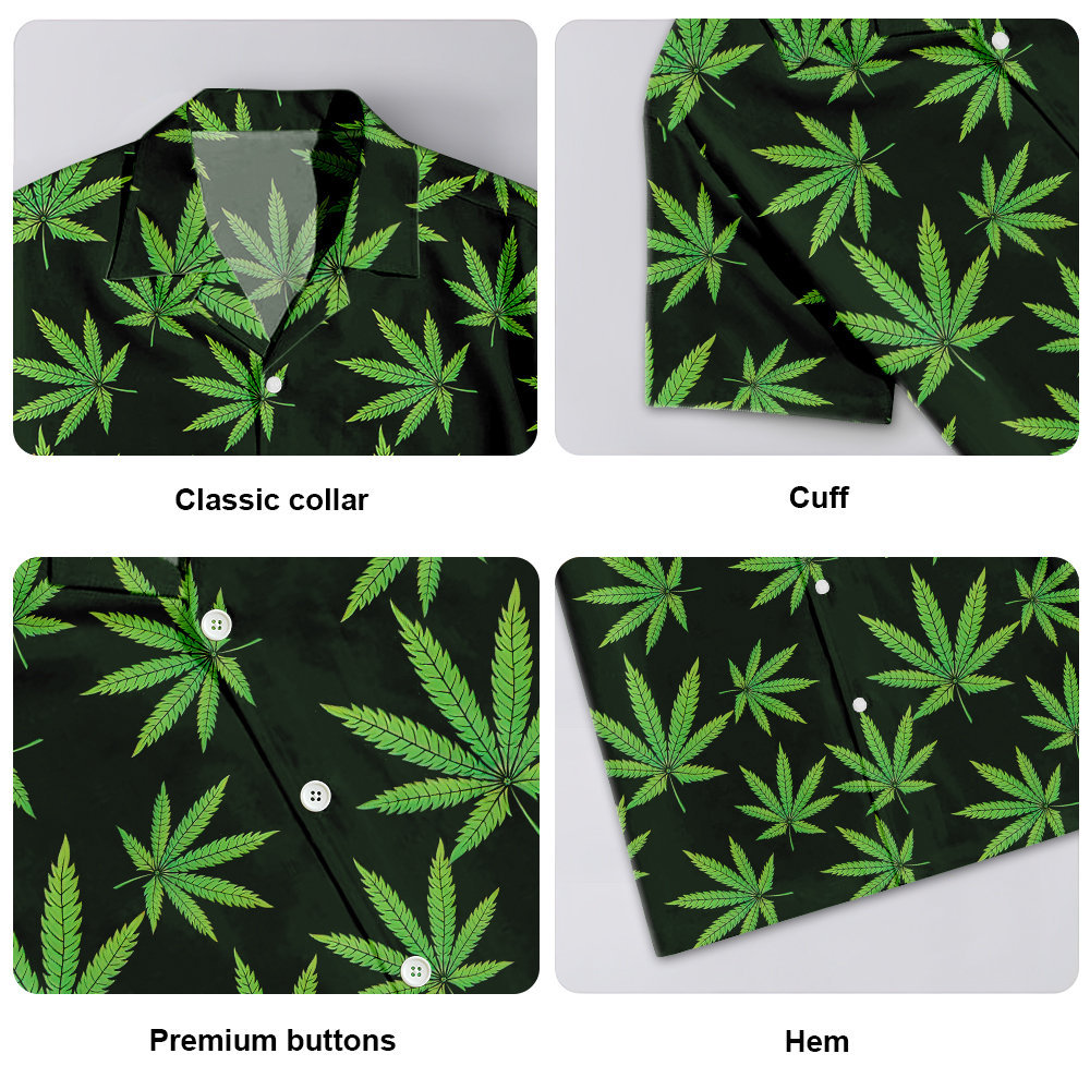Pot Leaf Pattern Print Men's Short Sleeve Shirt