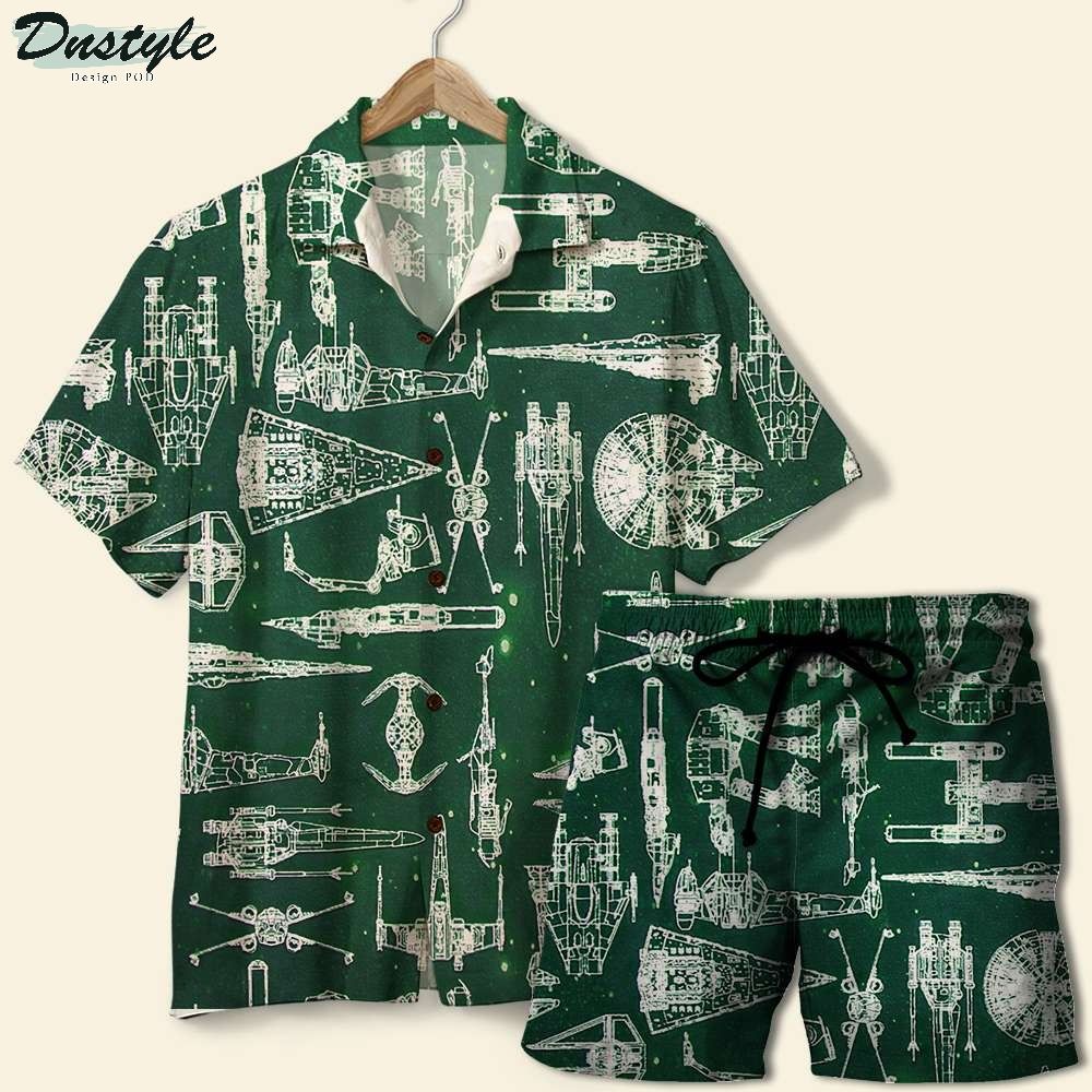 Spaceship Pattern Hawaiian Shirt