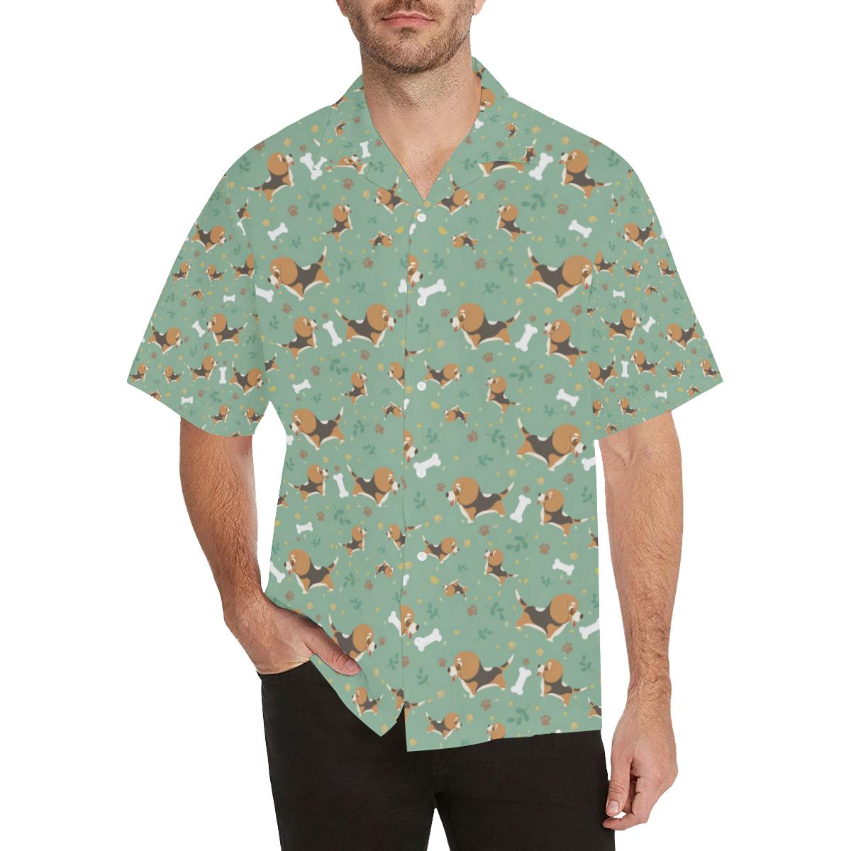 Beagle Bone Pattern Men's All Over Print Hawaiian Shirt - OwlOhh