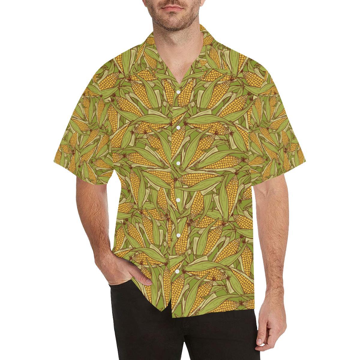 Corn Pattern Print Design 01 Men's All Over Print Hawaiian Shirt - OwlOhh