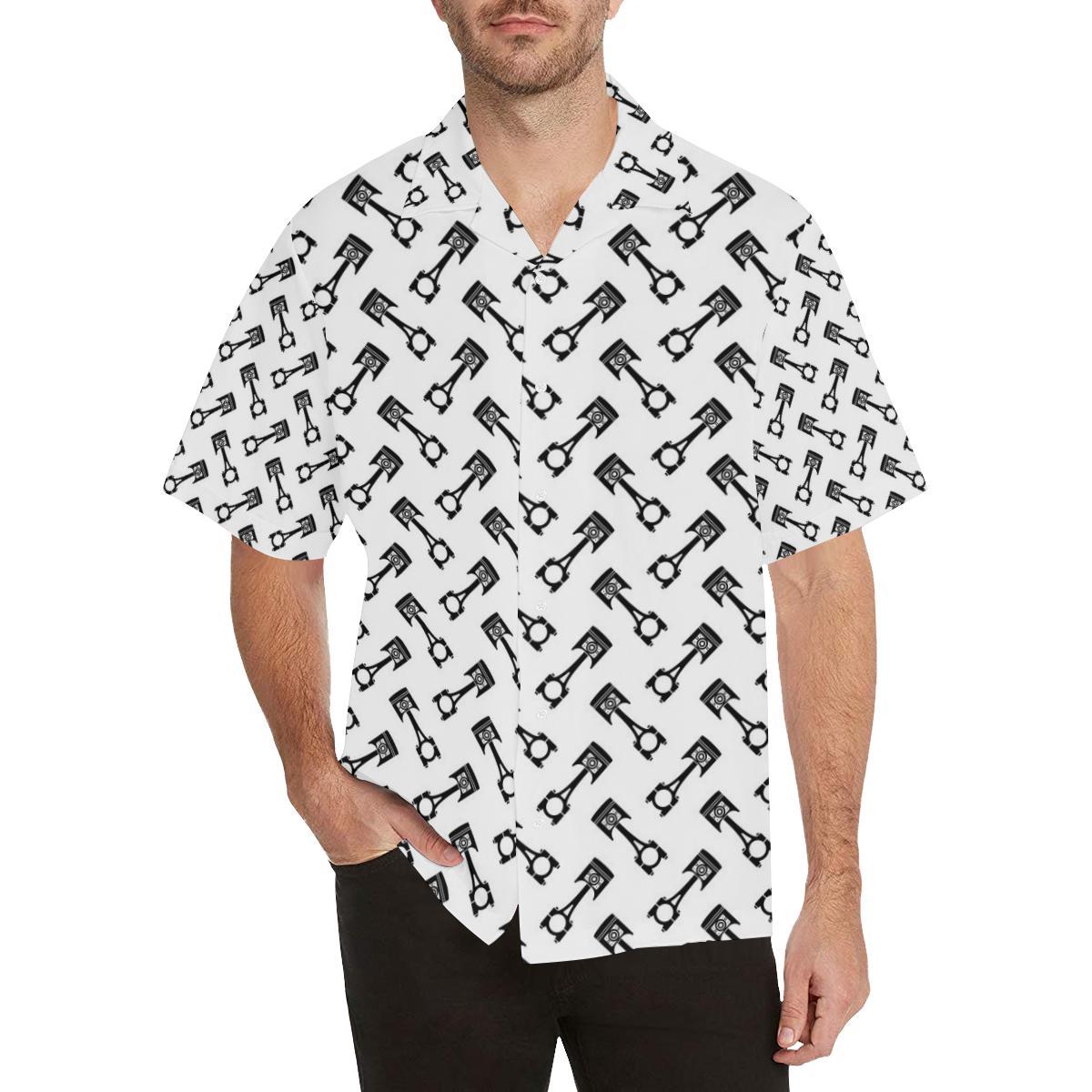 Engine Piston Theme Background Pattern Print Desig Men's All Over Print Hawaiian Shirt - OwlOhh