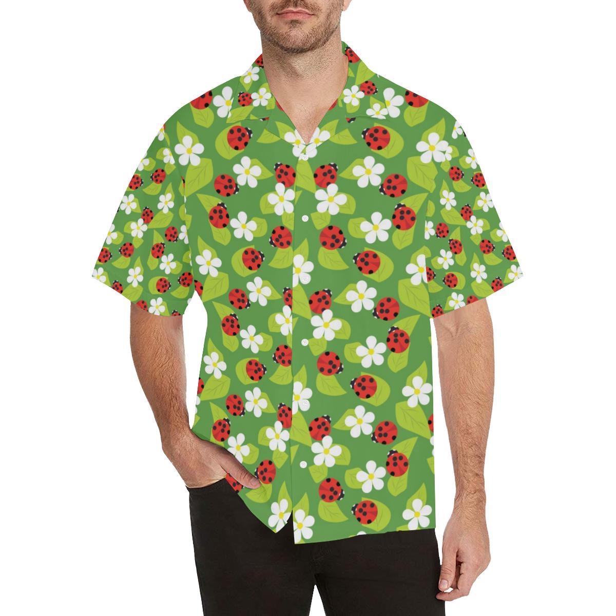 Ladybug Pattern Print Design 01 Men's All Over Print Hawaiian Shirt - OwlOhh