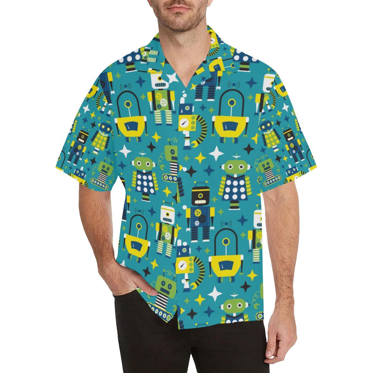 Robot Pattern Print Design A Hawaiian Shirt - OwlOhh