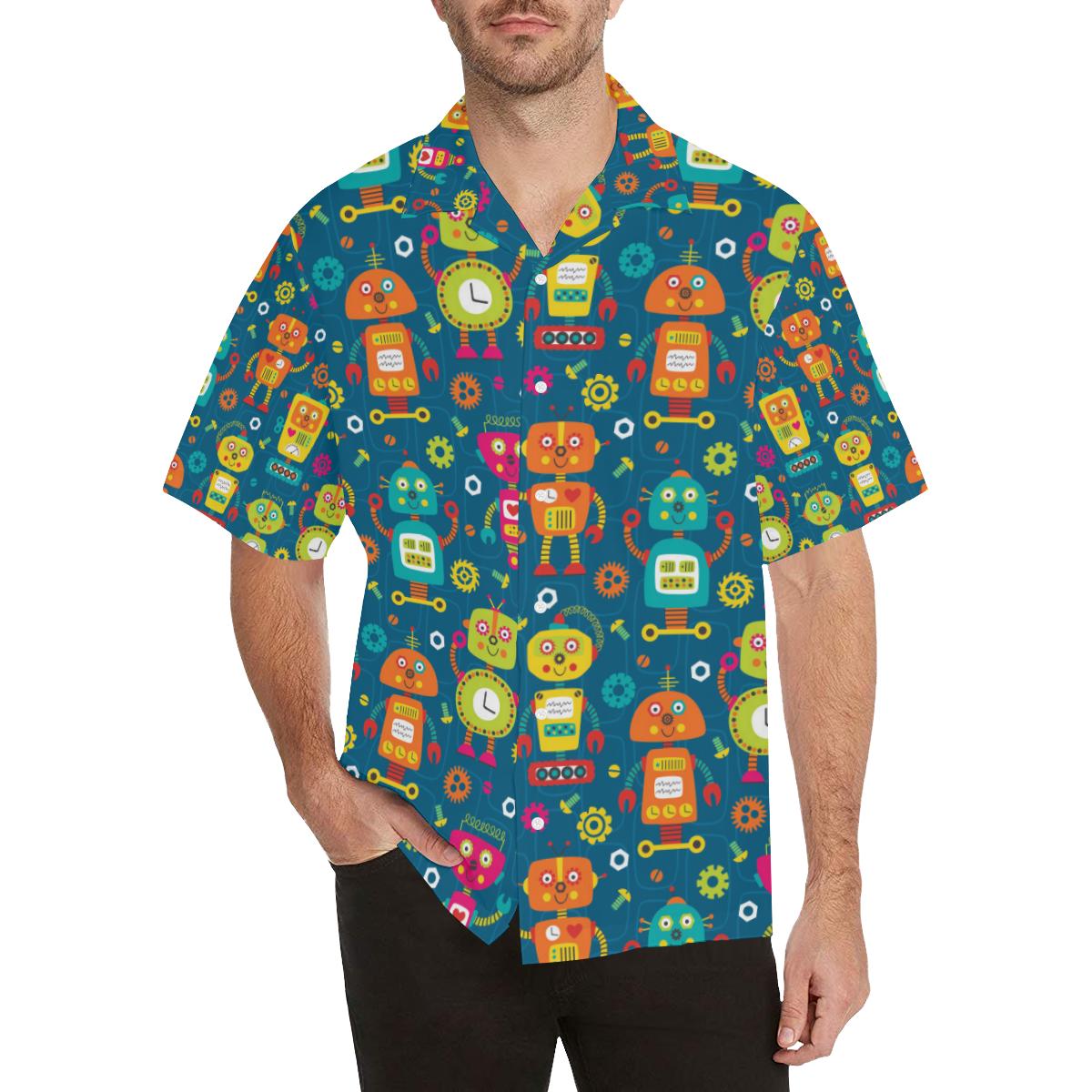 Robot Pattern Print Design A Hawaiian Shirt - OwlOhh