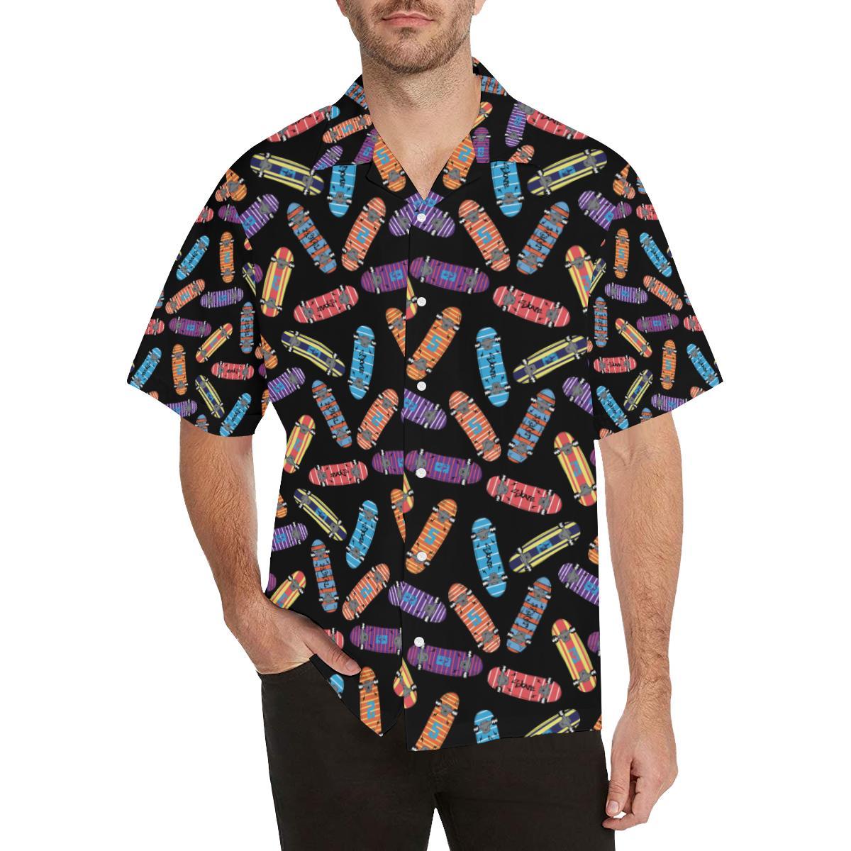 Skate Board Pattern Print Design 04 Men's All Over Print Hawaiian Shirt - OwlOhh