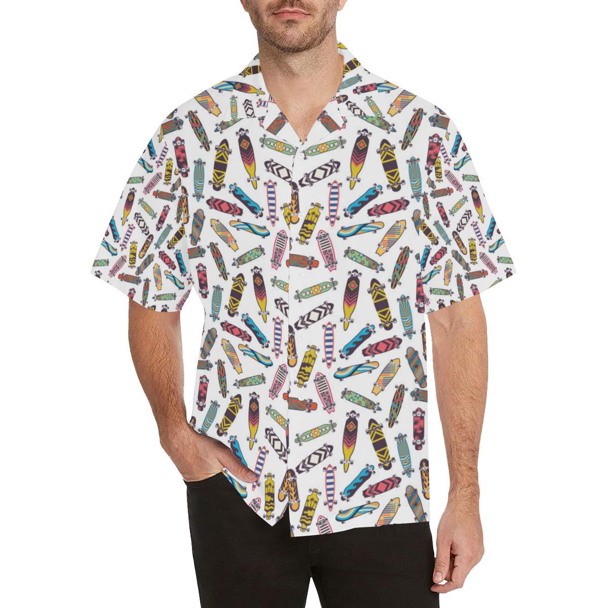 Skate Board Pattern Print Design 05 Men's All Over Print Hawaiian Shirt - OwlOhh
