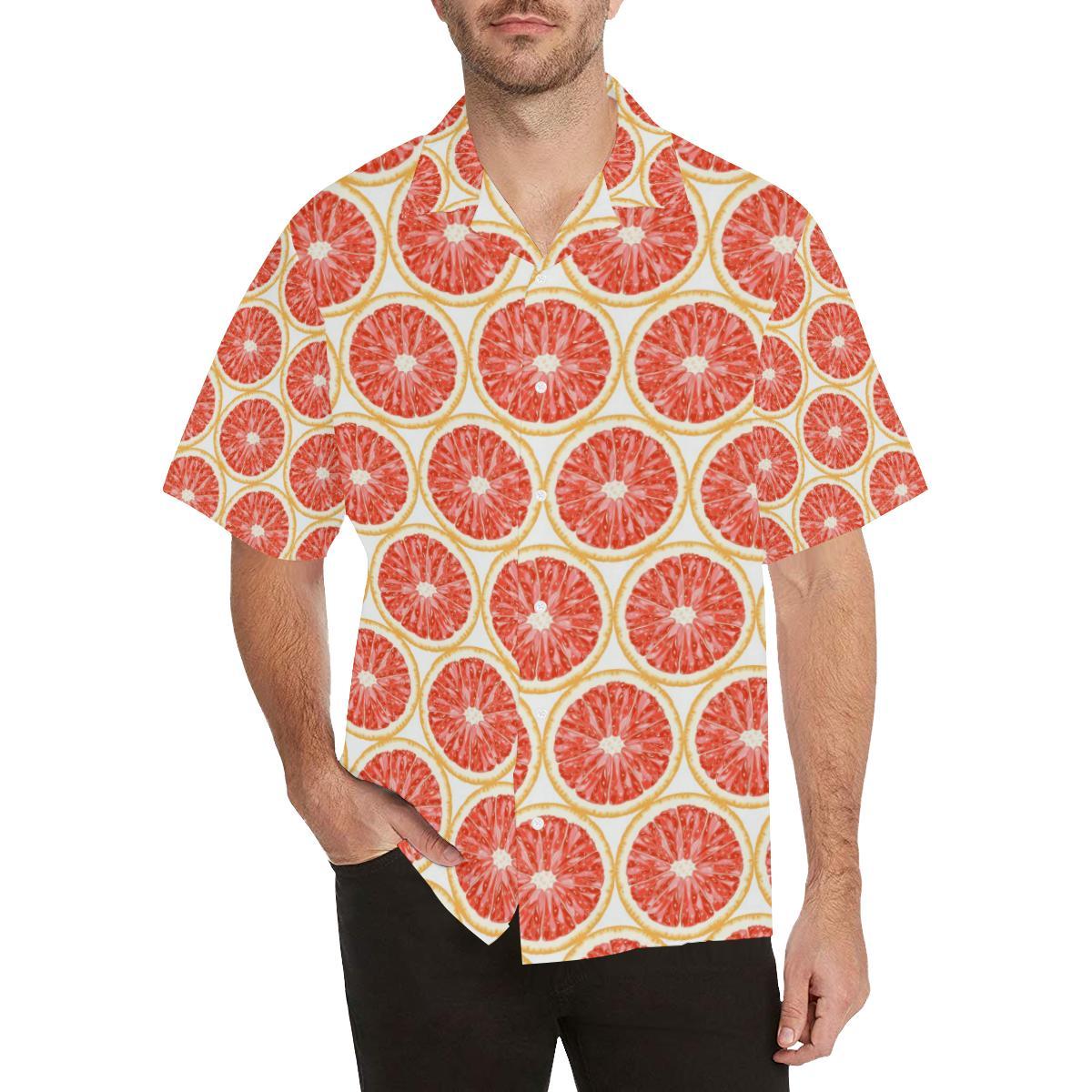 Sliced Grapefruit Pattern Men's All Over Print Hawaiian Shirt - OwlOhh