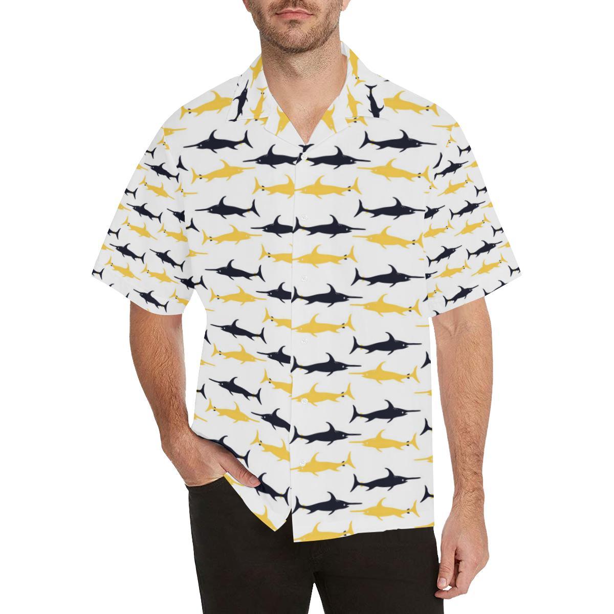 Swordfish Pattern Print Design 05 Men's All Over Print Hawaiian Shirt - OwlOhh