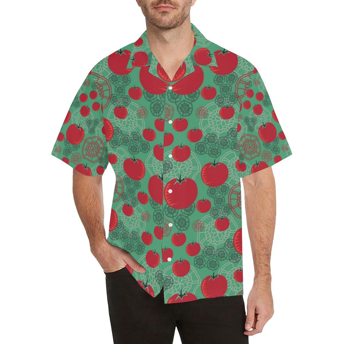 Tomato design pattern Men's All Over Print Hawaiian Shirt - OwlOhh