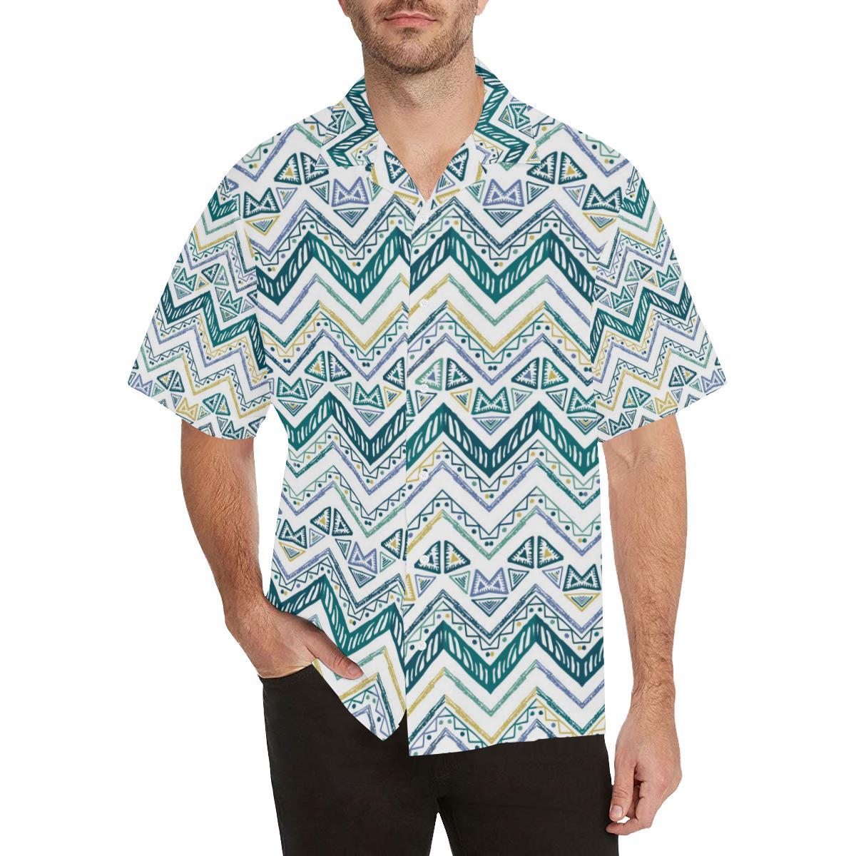 zigzag chevron paint design pattern Men's All Over Print Hawaiian Shirt - OwlOhh
