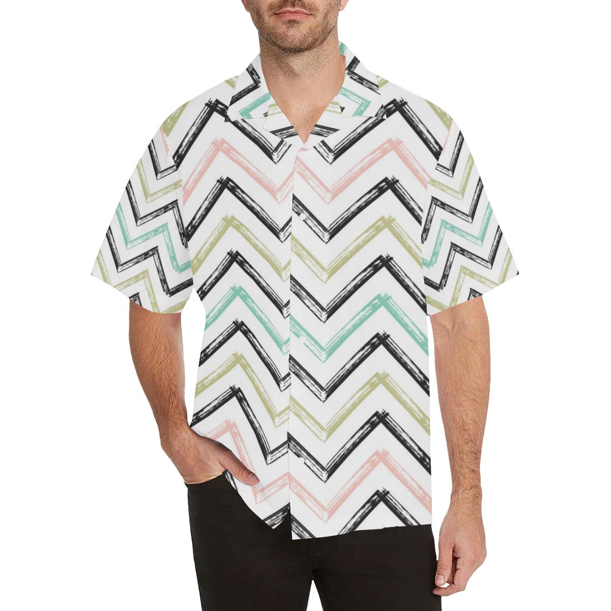 zigzag chevron paint pattern Men's All Over Print Hawaiian Shirt - OwlOhh