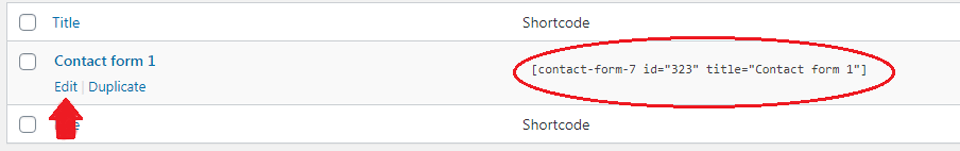 Contact Form 7 shortcode